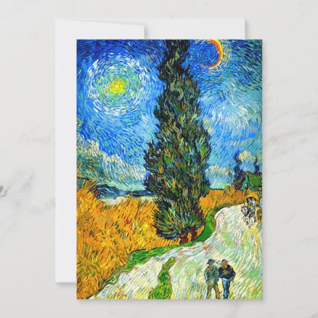 Van Gogh Road med Cypress och Star Inbjudningar (Framsida)