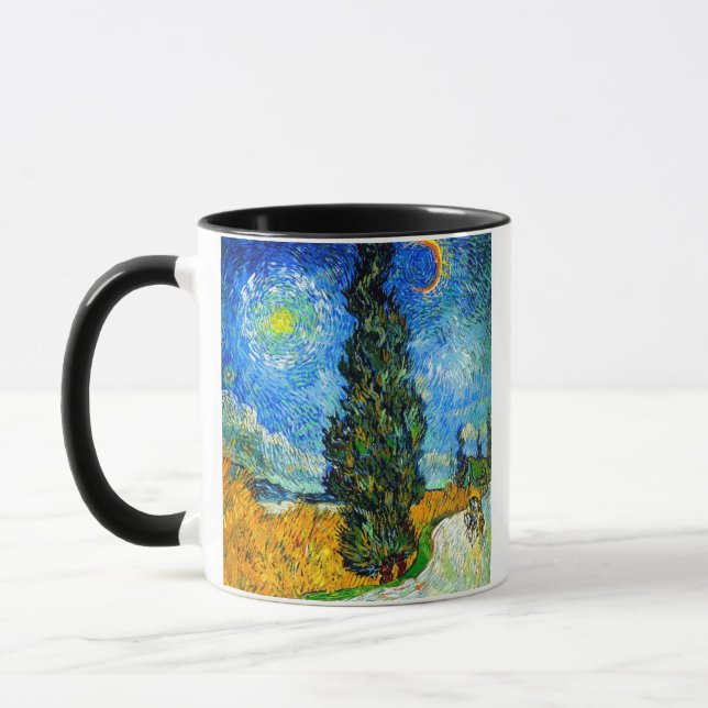Van Gogh Road med Cypress och Star Mugg (Vänster)