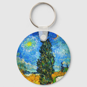 Van Gogh Road med Cypress och Star Nyckelring
