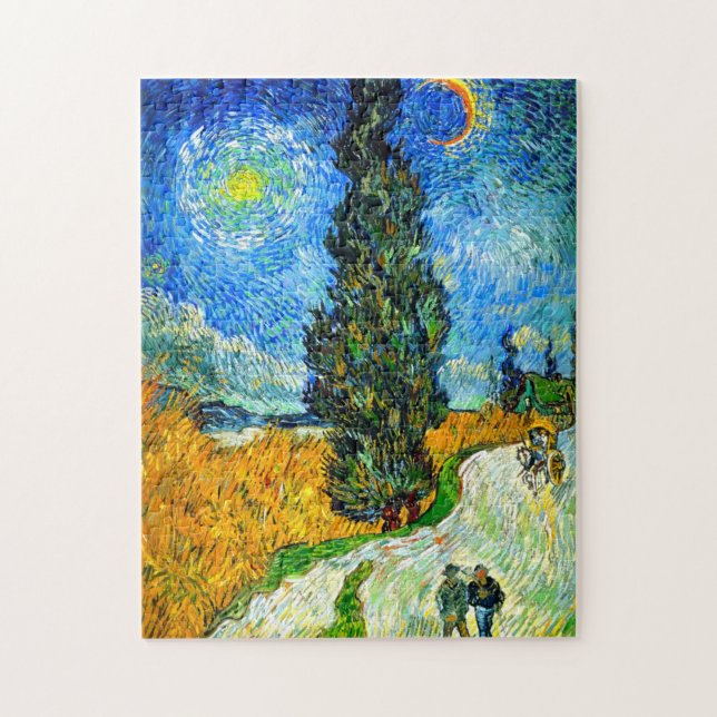 Van Gogh Road med Cypress och Star Pussel (Vertikal)