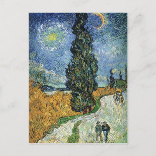 Van Gogh Road med cypresses-vykort Vykort