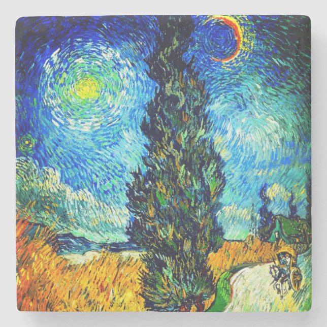 Van Gogh Road with Cypress and Star Stenunderlägg (Framsidan)