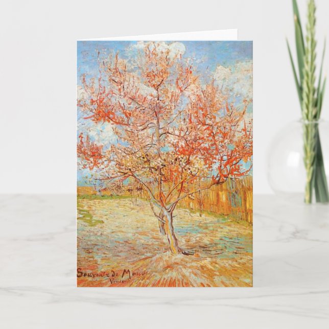 Van Gogh Rosa Peach Träd in Blommar Greeting Card Kort (Framsida)