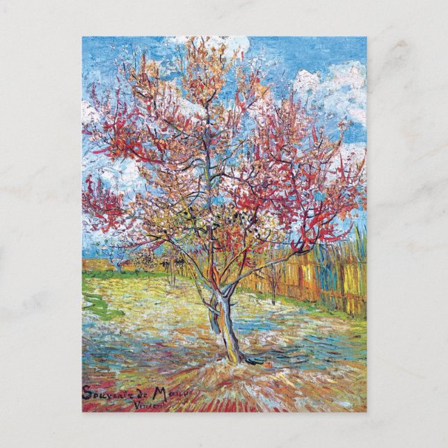 Van Gogh - Rosa persikor träd Vykort (Framsida)