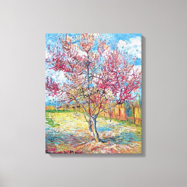 Van Gogh - Rosa Persikoträd Canvastryck (Framsida)