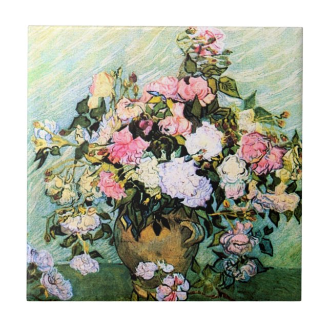 Van Gogh rosa ros belägger med tegel Kakelplatta (Framsidan)