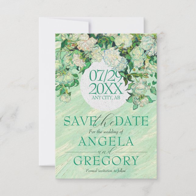Van Gogh Roses Save The Wedding Date Invitation Inbjudningar (Framsida)