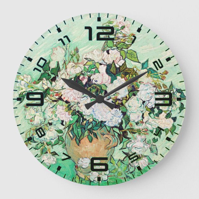 Van Gogh Roses Wall Clock – Mint Elegance Stor Klocka (Framsida)