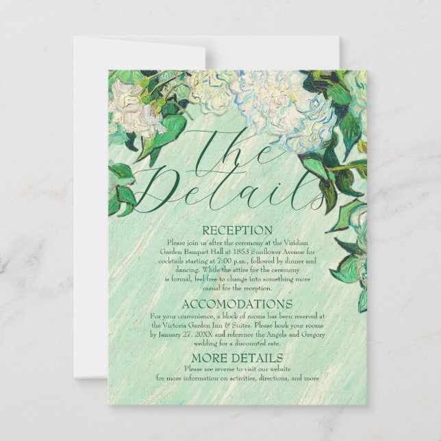 Van Gogh Roses Wedding Details Card Inbjudningar (Framsida)