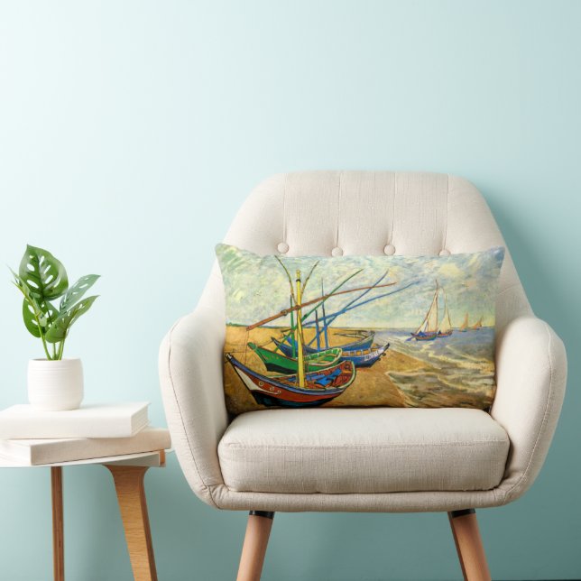 Van Gogh:s fiskebåtar på stranden vid Saintes Mari Lumbarkudde (Stol)