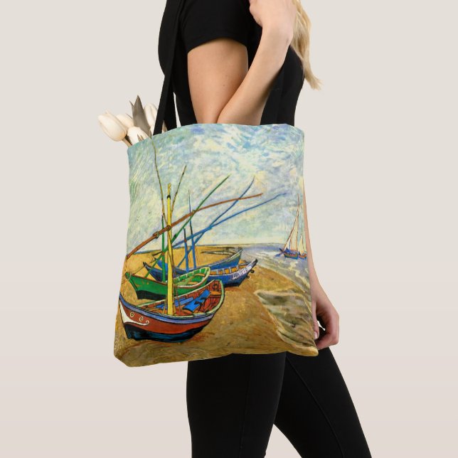Van Gogh:s fiskebåtar på stranden vid Saintes Mari Tygkasse (Närbild)