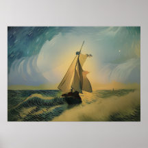 Van Gogh Sailor Boat i oceanen