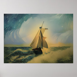 Van Gogh Sailor Boat i oceanen Poster