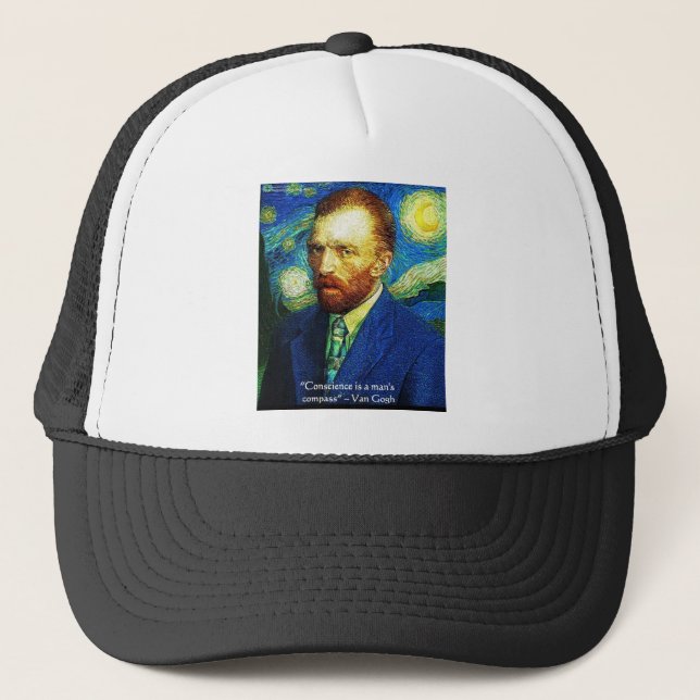 Van Gogh "Samveteskompass" Citatpresent T-shirts M Truckerkeps (Framsida)