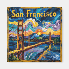 Van Gogh San Francisco Golden Grind Bridge Travel Magnet