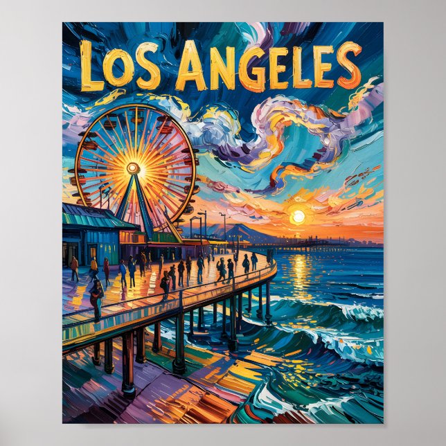 Van Gogh Santa Monica Pier Los Angeles Kalifornien Poster (Framsidan)