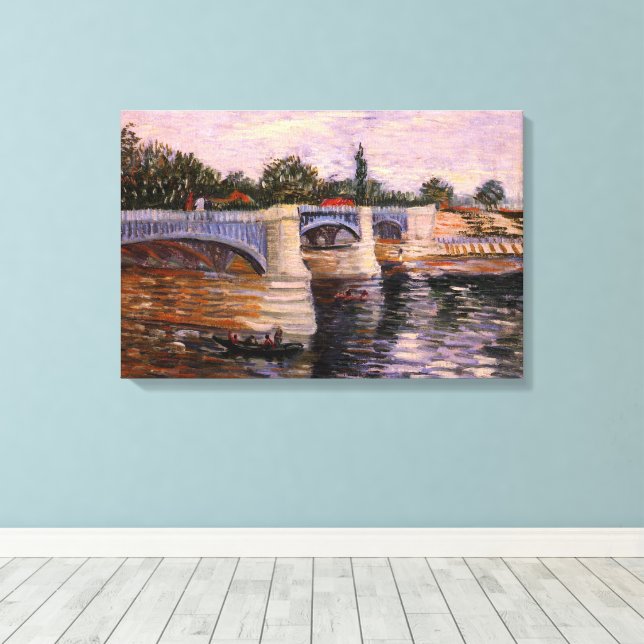 Van Gogh Seine River med Pont del Grande Jette Canvastryck (Insitu (trägolv))