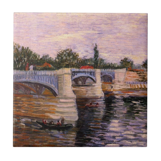 Van Gogh Seine River med Pont del Grande Jette Kakelplatta (Framsidan)