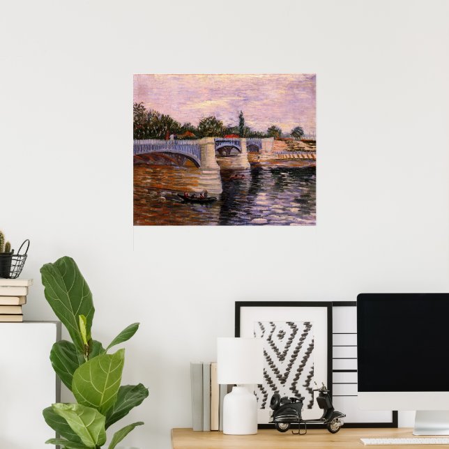 Van Gogh Seine River med Pont del Grande Jette Poster (Hemmakontoret)