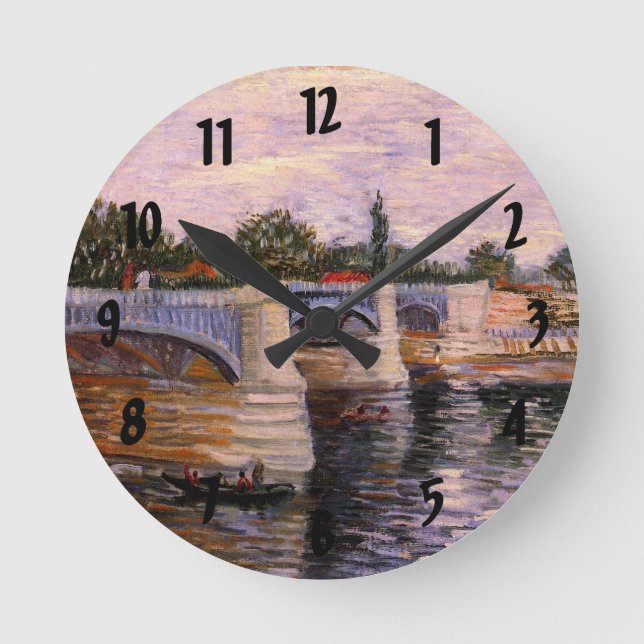Van Gogh Seine River med Pont del Grande Jette Rund Klocka (Framsida)