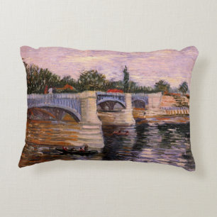 Van Gogh Seinefloden med Pont del Grande Jette Prydnadskudde