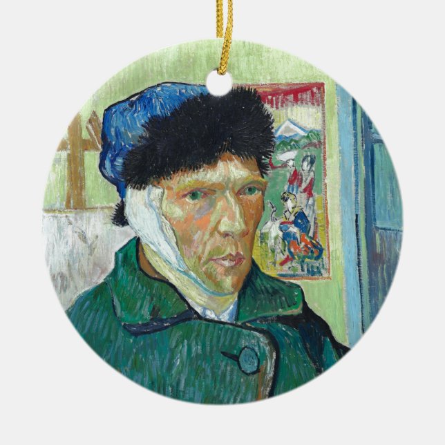 Van Gogh Self-porträtt Bandaged Ear Painting Julgransprydnad Keramik (Framsidan)