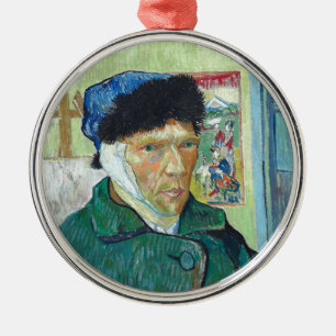 Van Gogh Self-porträtt Bandaged Ear Painting Julgransprydnad Metall