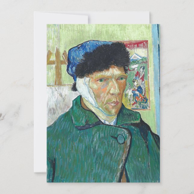 Van Gogh Self-porträtt Bandaged Ear Painting Kort (Framsida)
