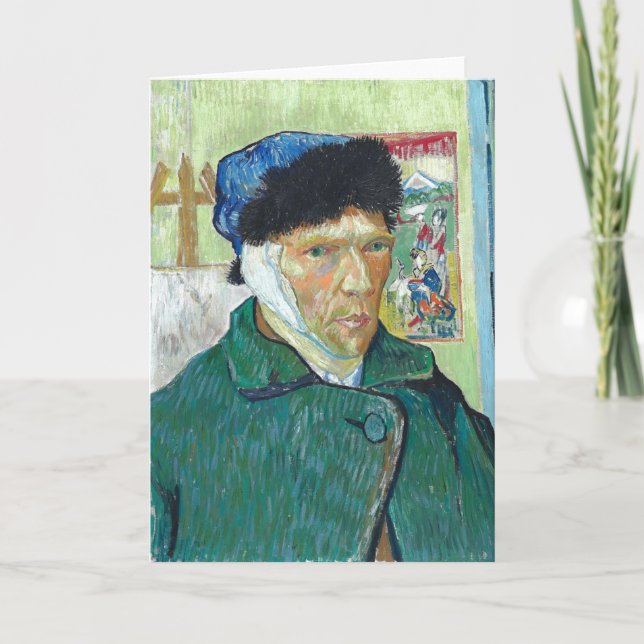 Van Gogh Self-porträtt Bandaged Ear Painting Kort (Framsida)