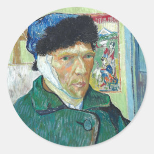 Van Gogh Self-porträtt Bandaged Ear Painting Runt Klistermärke