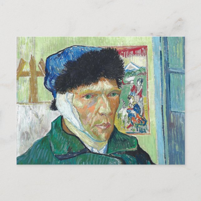 Van Gogh Self-porträtt Bandaged Ear Painting Vykort (Framsida)