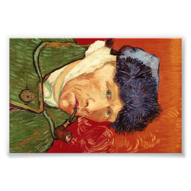 Van Gogh Self-porträtt med Bandaged Ear och Pipe Fototryck (Framsidan)
