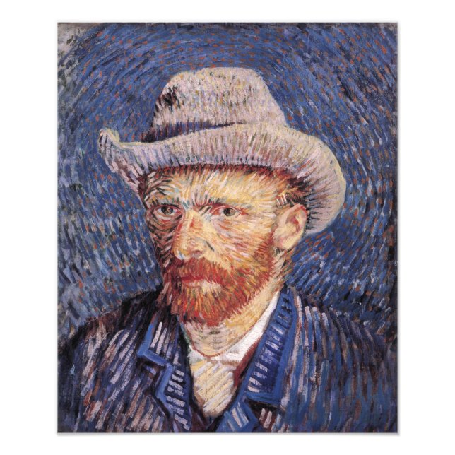 Van Gogh Self-Porträtt med Felt Hat Fototryck (Framsidan)