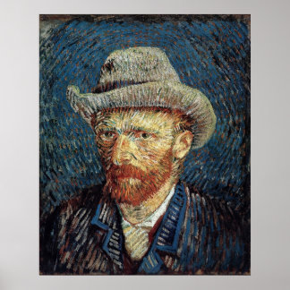 Van Gogh Self-Porträtt med Grått Felt Hat Poster