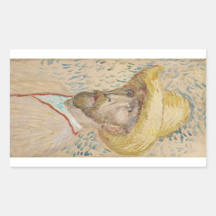 Van Gogh Self-porträtt med halmhatt Rektangulärt Klistermärke