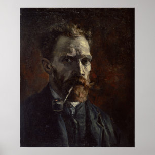 Van Gogh - Self-Porträtt med rörledning Poster