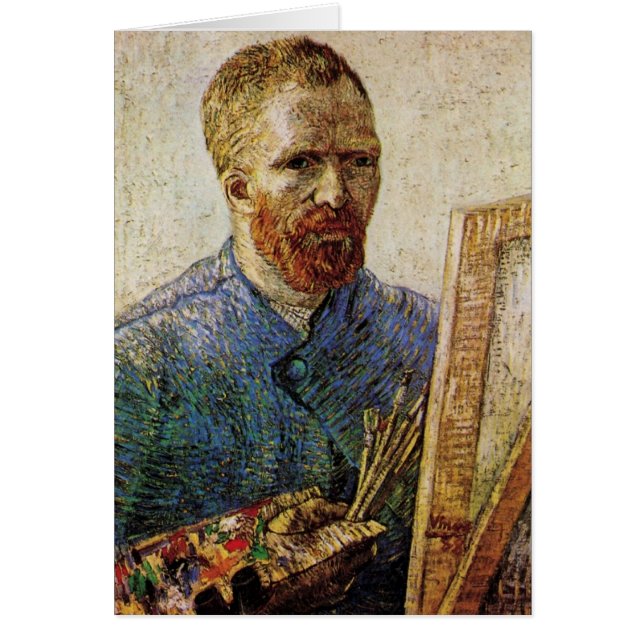 Van Gogh Självporträtt framför staffli Hälsningskort (Framsidan)