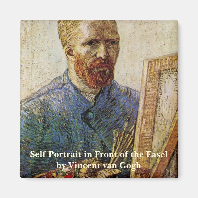 Van Gogh Självporträtt framför staffli Magnet (Framsidan)