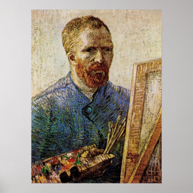 Van Gogh Självporträtt framför staffli Poster (Framsidan)
