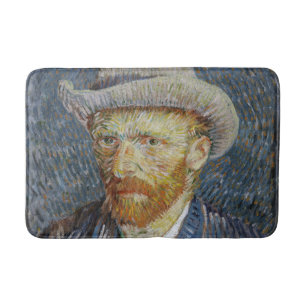 Van Gogh Självporträtt Grått Felt Hat Painting Art Badrumsmatta