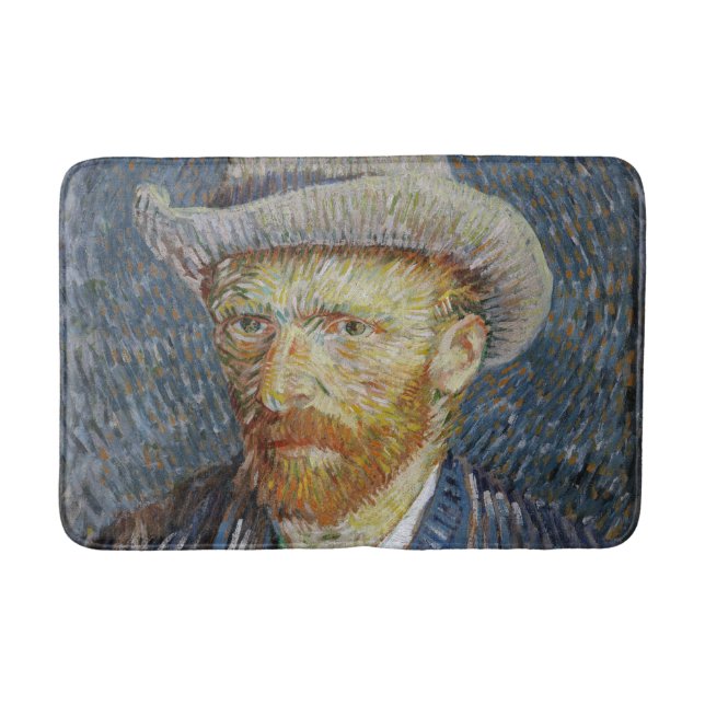 Van Gogh Självporträtt Grått Felt Hat Painting Art Badrumsmatta (Framsidan)