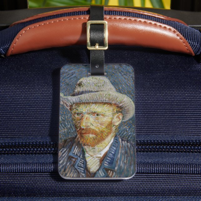 Van Gogh Självporträtt Grått Felt Hat Painting Art Bagagebricka (Framsida Insitu 2)