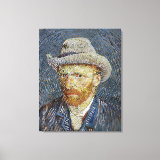 Van Gogh Självporträtt Grått Felt Hat Painting Art Canvastryck (Framsida)
