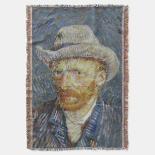 Van Gogh Självporträtt Grått Felt Hat Painting Art Filt