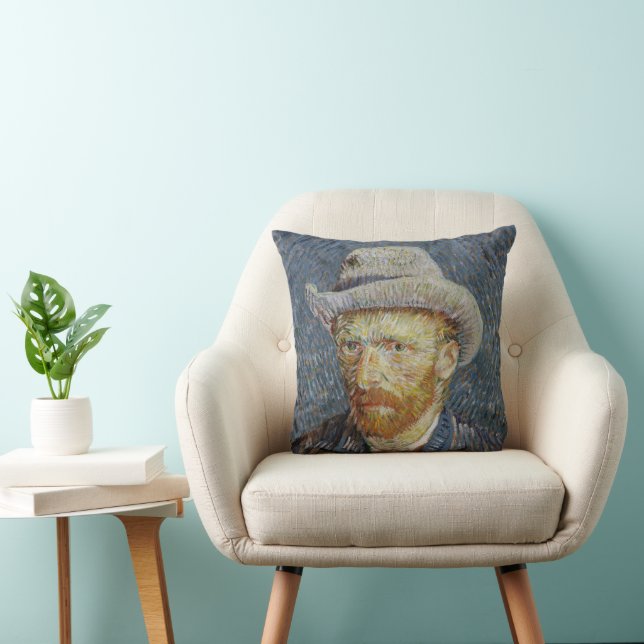 Van Gogh Självporträtt Grått Felt Hat Painting Art Kudde (Stol)