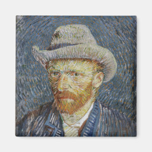 Van Gogh Självporträtt Grått Felt Hat Painting Art Magnet