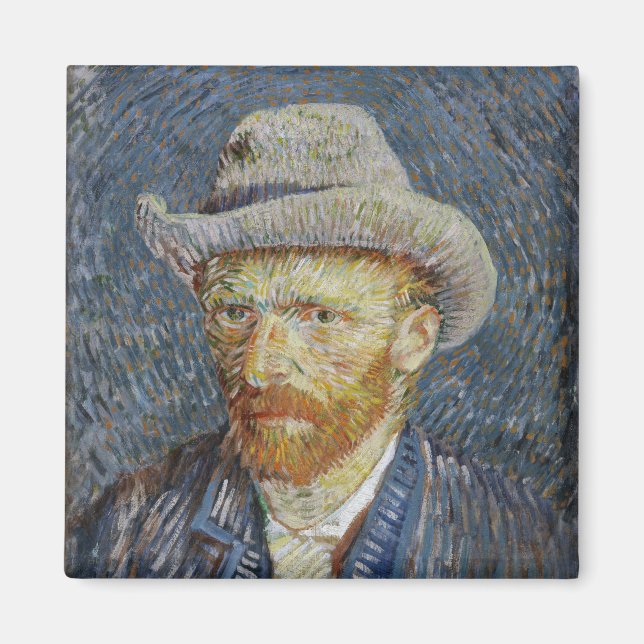 Van Gogh Självporträtt Grått Felt Hat Painting Art Magnet (Framsidan)