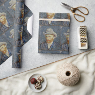 Van Gogh Självporträtt Grått Felt Hat Painting Art Presentpapper