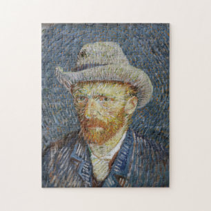 Van Gogh Självporträtt Grått Felt Hat Painting Art Pussel