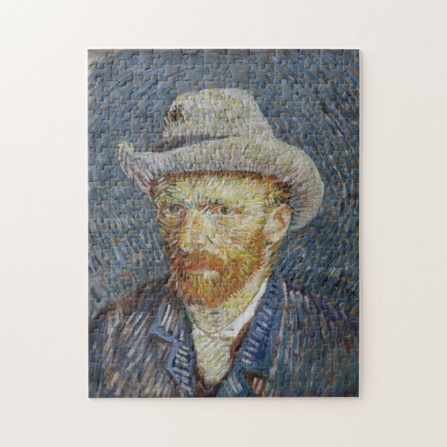 Van Gogh Självporträtt Grått Felt Hat Painting Art Pussel (Vertikal)